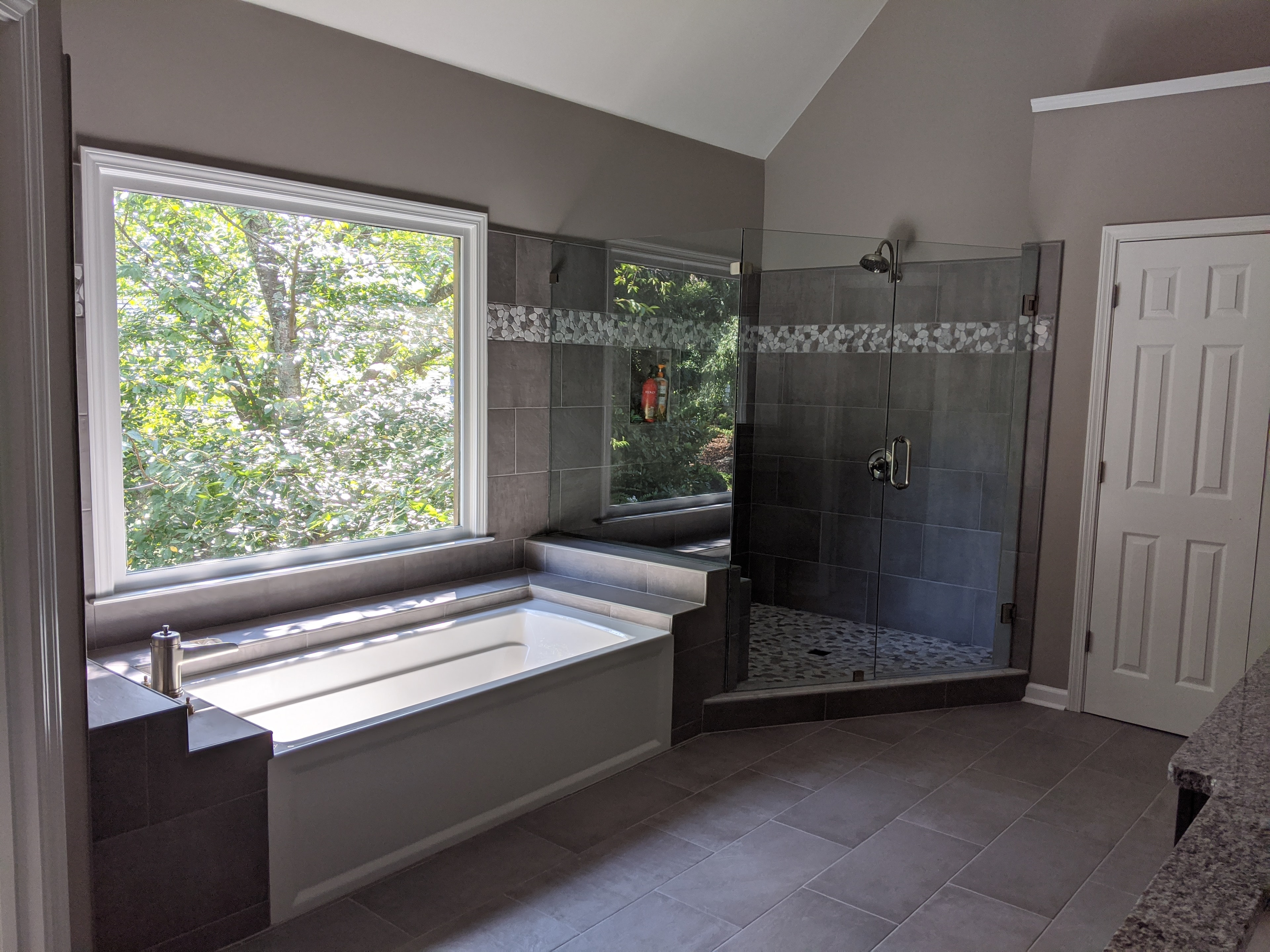 Master suite bathroom – soaking tub with garden window and walk-in shower